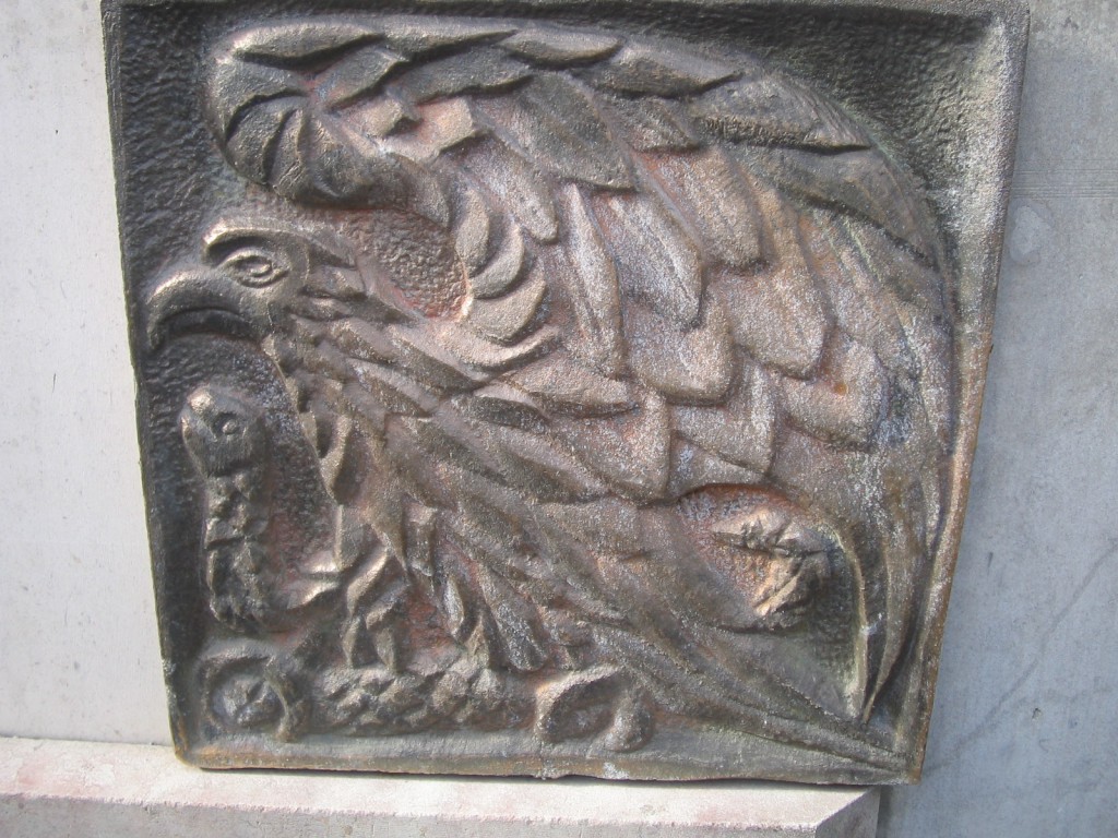 Bronze & Stone Relief panels -  Carved in Portugese limestone and cast in Bronze, in Dublin. Depicts an Eagle catching a snake.