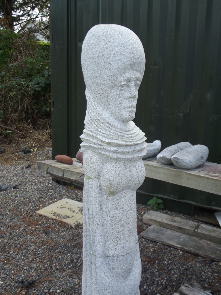 Lady Mary. Granite. Inspired by medieval portrait carving.